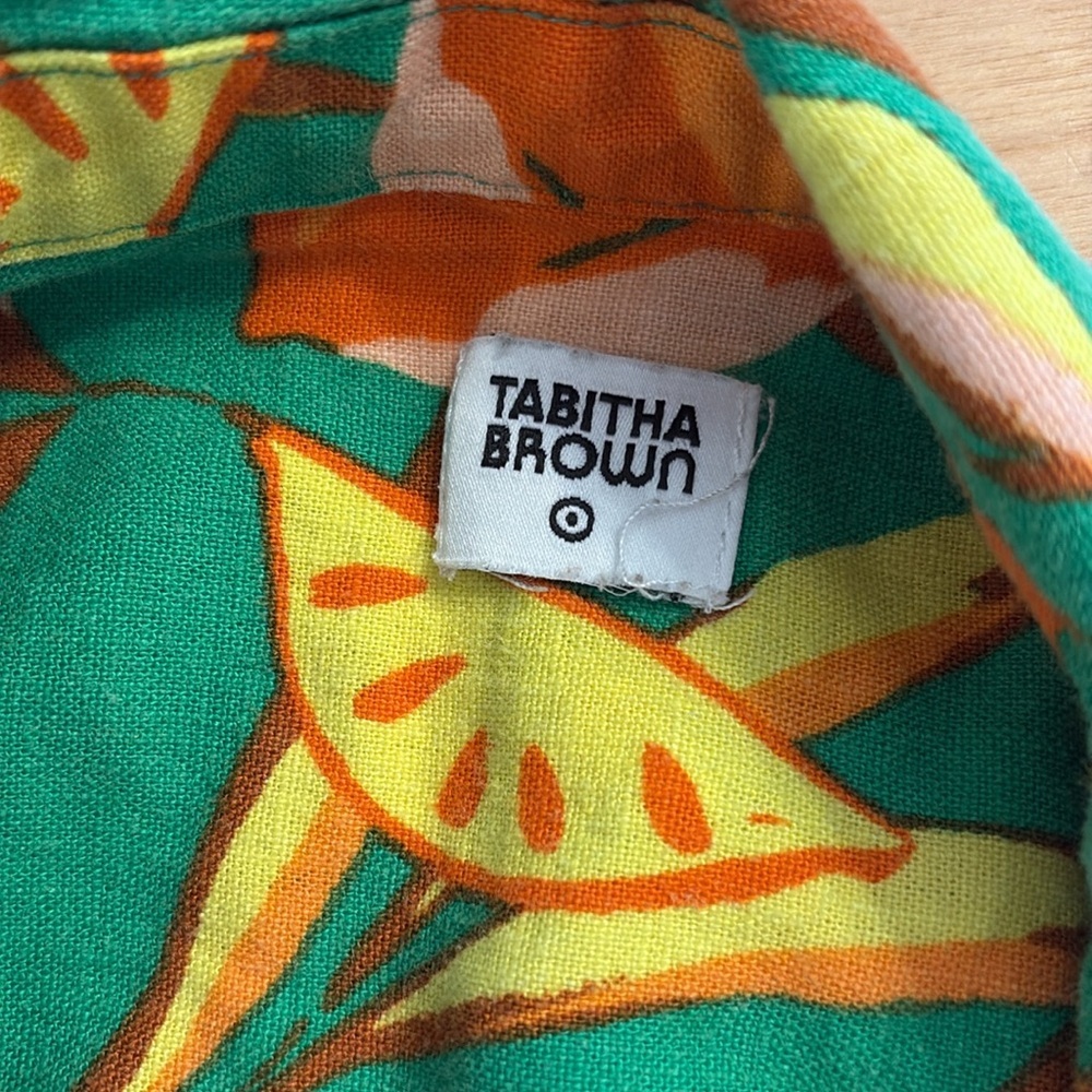 Tabitha Brown for Target Tropical Leopard Print Linen Blend Shirt. Size M - Picture 7 of 8